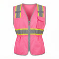 Hi Vis Safety Vest for Women, Working Drawstring waist Construction Vest with Pockets and Zipper, Womens Safety Vest