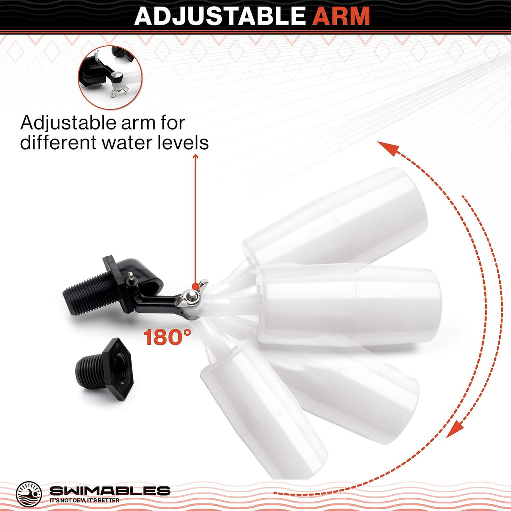 Swimables 3/8" and 1/2" Pool Auto Fill Float Valve Replacement | Includes Adapter From 3/8 Inch to 1/2 Inch | Compatible with Most Water Float Valve For Water Tank and Pool Water Leveler Auto Fill