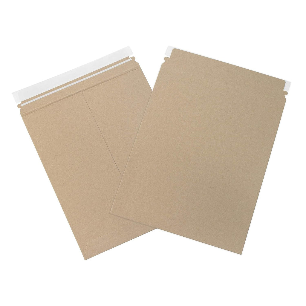 11 x 13 1/2" Stayflats Brand Rigid Flat Mailers, Kraft (Pack of 100) Photo Document Mailers, Peel & Seal Closure