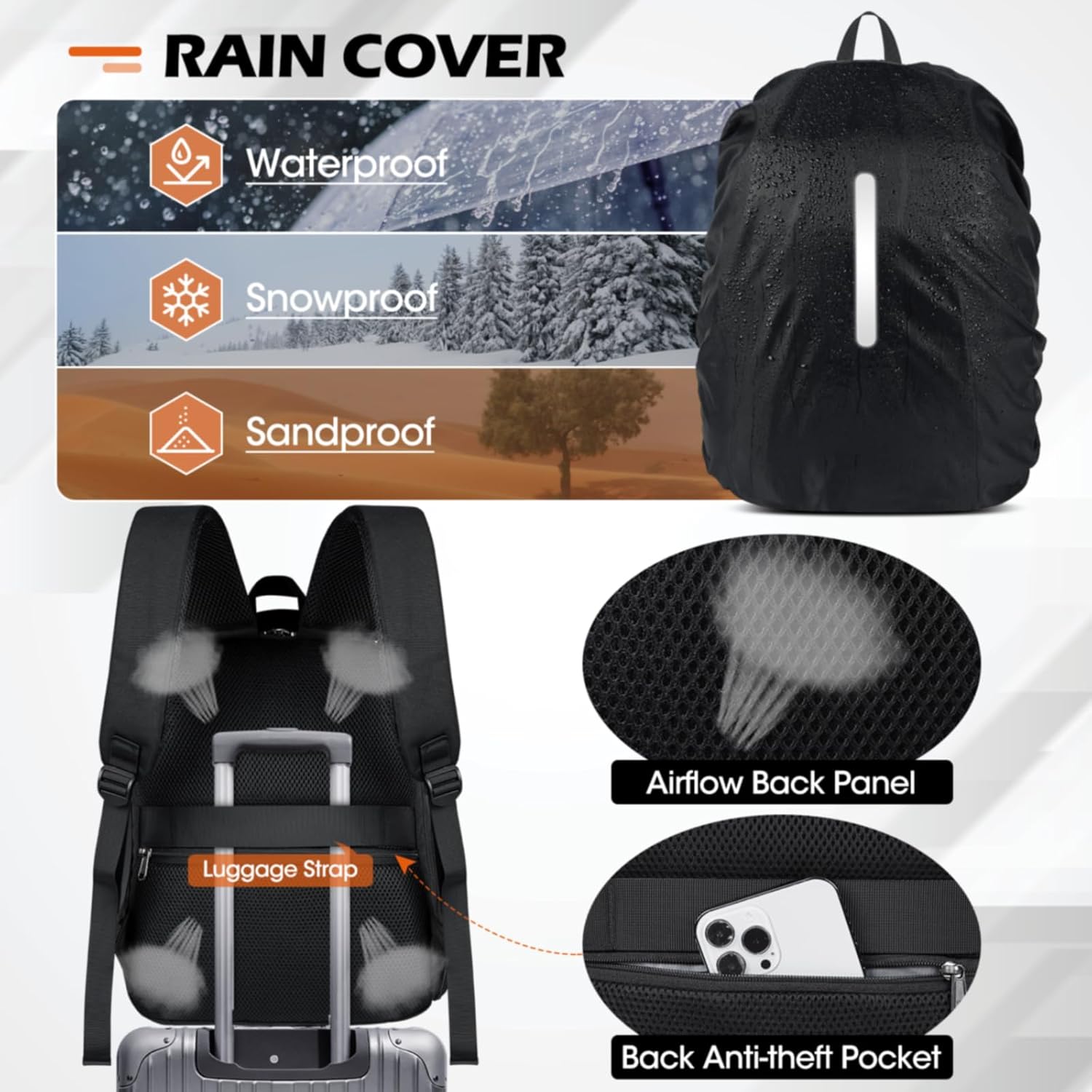Camera Bag Backpack Professional for DSLR SLR Mirrorless Camera Waterproof Laptop Back Pack 14 Inch with Rain Cover