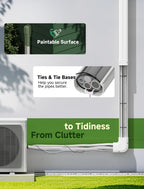 Mini Split Line Set Cover 3" 10Ft, Easy to Install with Instruction | DIY Decorative PVC White Lineset Cover Kit for