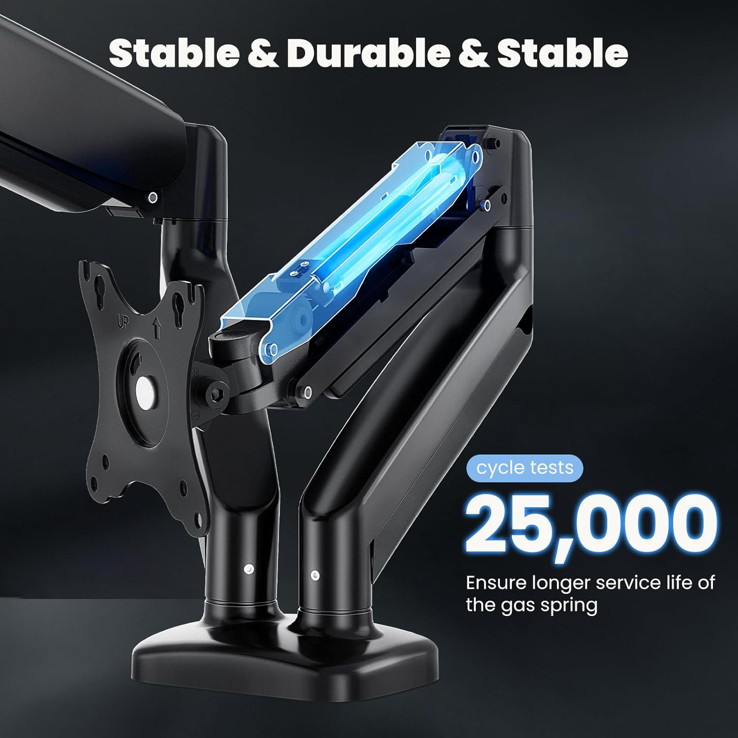 Dual Monitor Stand for Desk, Gas Spring Monitor Arm for 2 Monitors Max 32 Inches, Fully Adjustable Double Mount, VESA