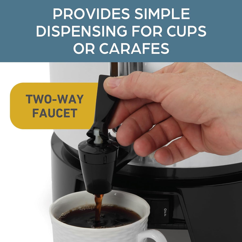 Commercial Coffee Urn Highly-Polished Aluminum NSF Approved Features Automatic Temperature Control Large Capacity
