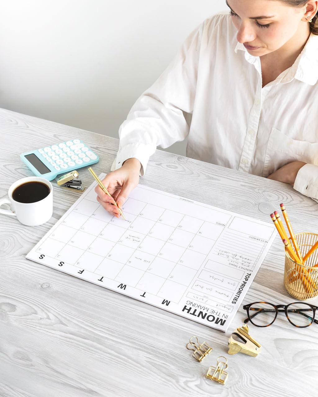 Undated Monthly Planning Calendar Sheets by Sorted Mind Co - 24 Tear-Off Sheets A3 Size - Premium Planner Pad for