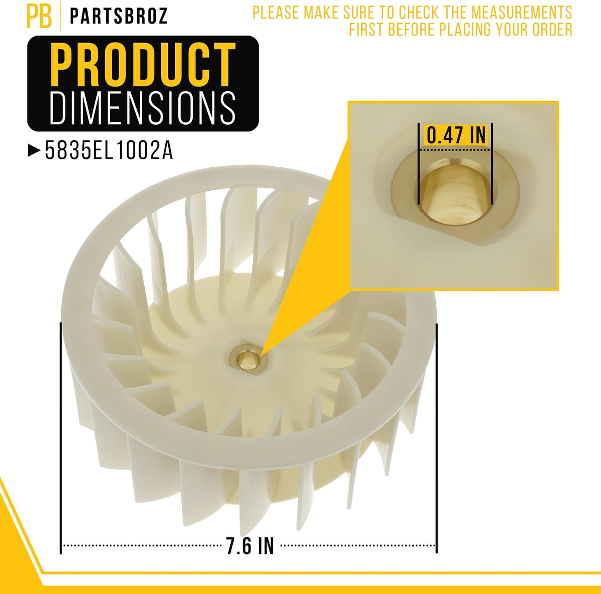 Dryer Blower Wheel for LG DLGX7601WE