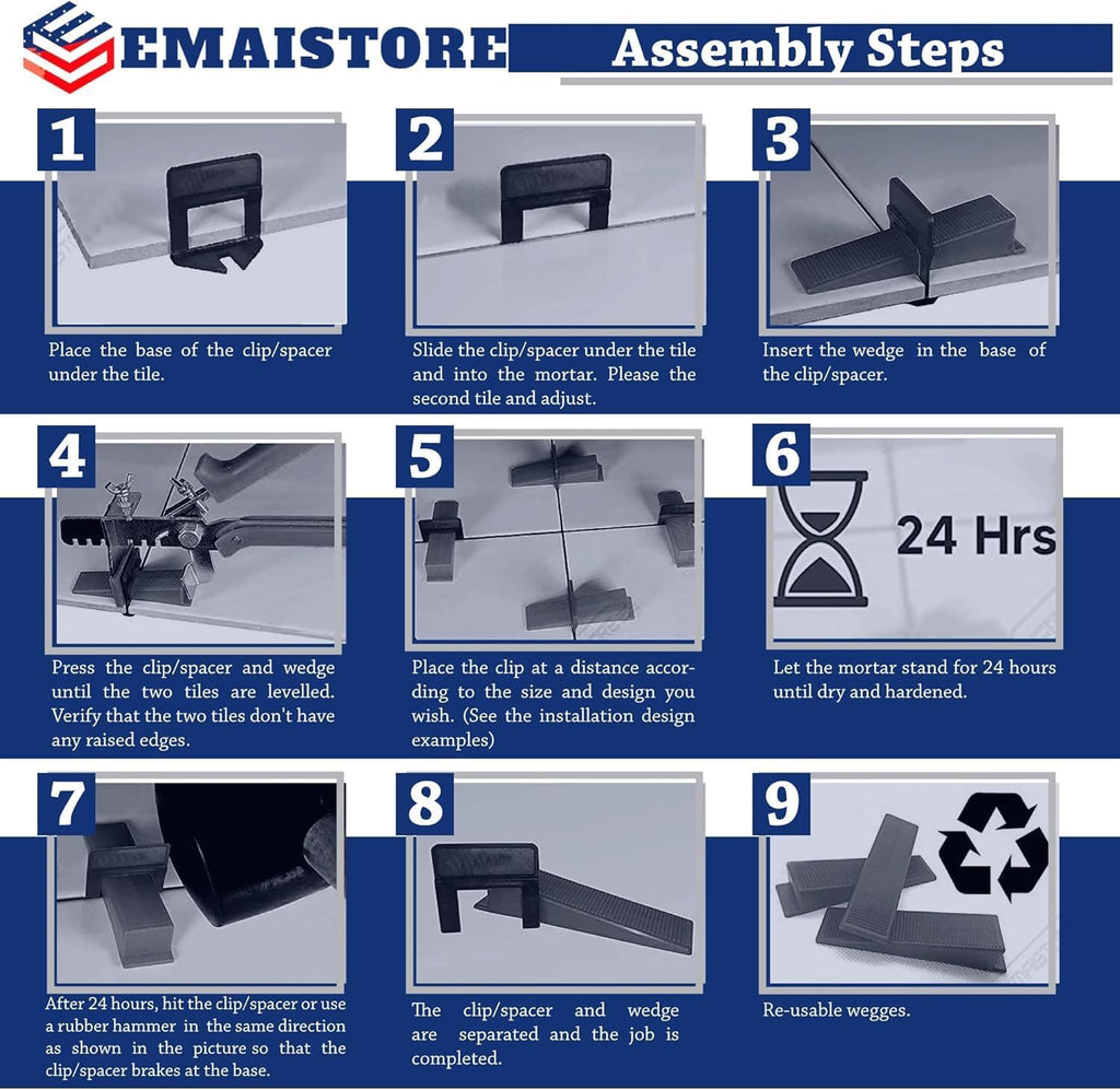 Tile Leveling System (3/16 Inch) – 400 Tile Spacers + 200 Reusable Wedges + 1 Tile Plier – Smooth & Seamless Floor &