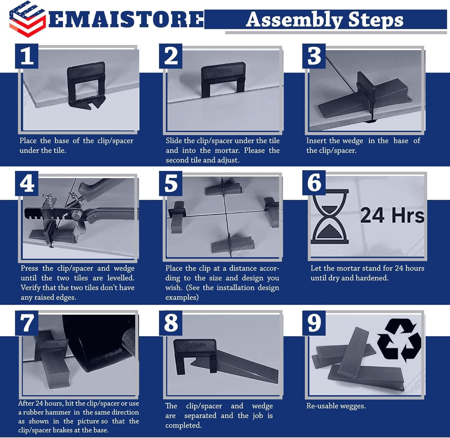 Tile Leveling System (3/16 Inch) – 400 Tile Spacers + 200 Reusable Wedges + 1 Tile Plier – Smooth & Seamless Floor &