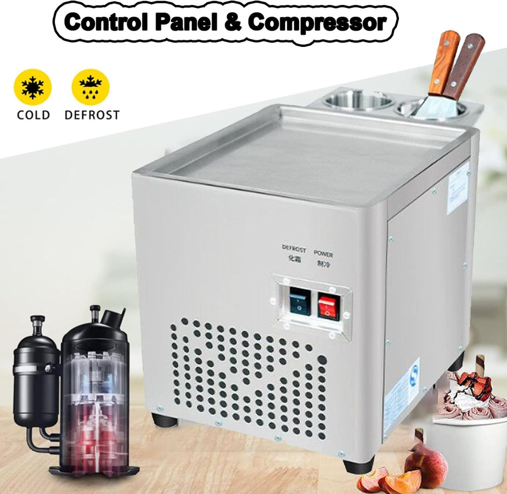 220v Fried ice cream roll machine, commercial stainless steel rolled ice cream machine