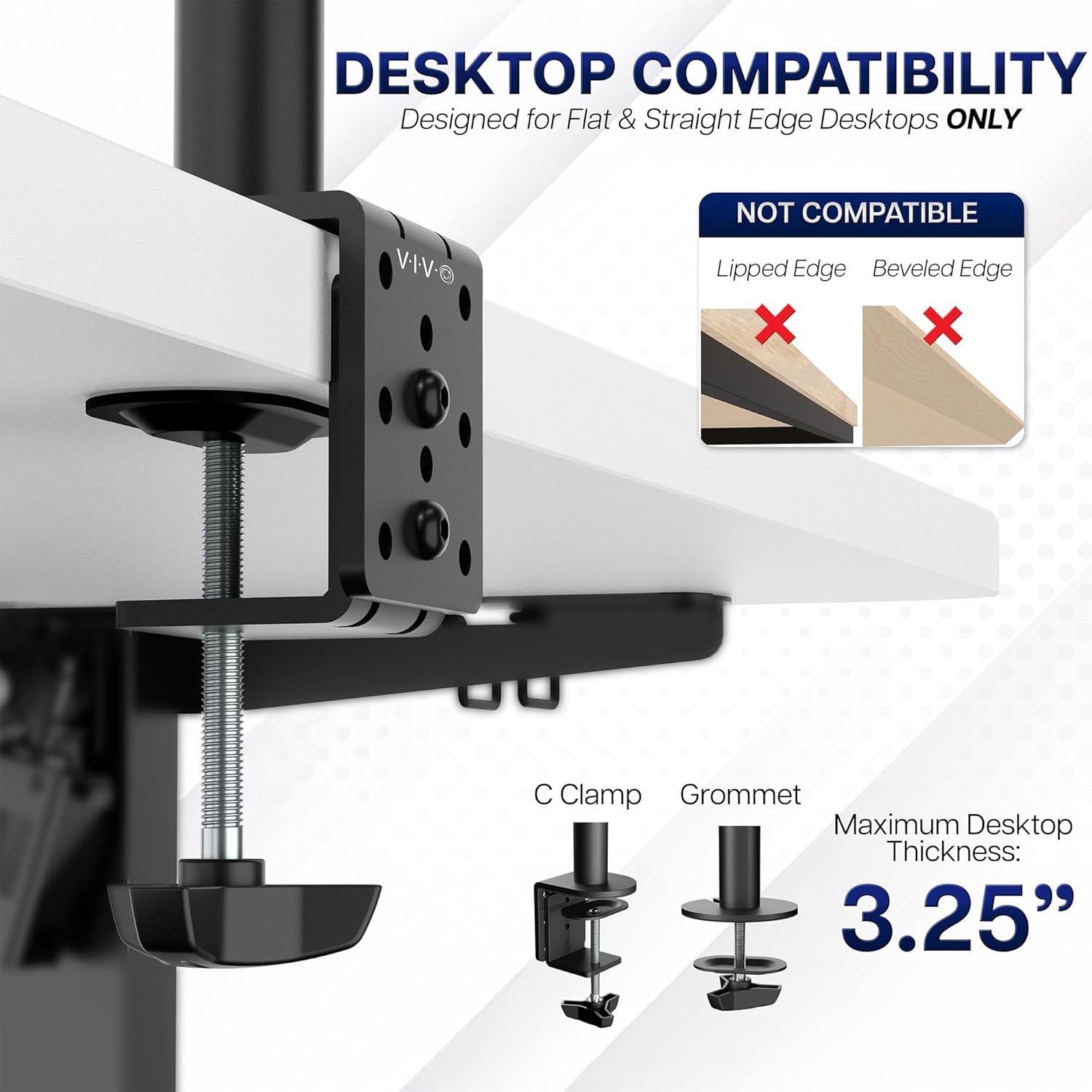 Dual Monitor Desk Mount, Holds 2 Computer Screens up to 30 inches and 22lbs Each, Heavy Duty Fully Adjustable Steel
