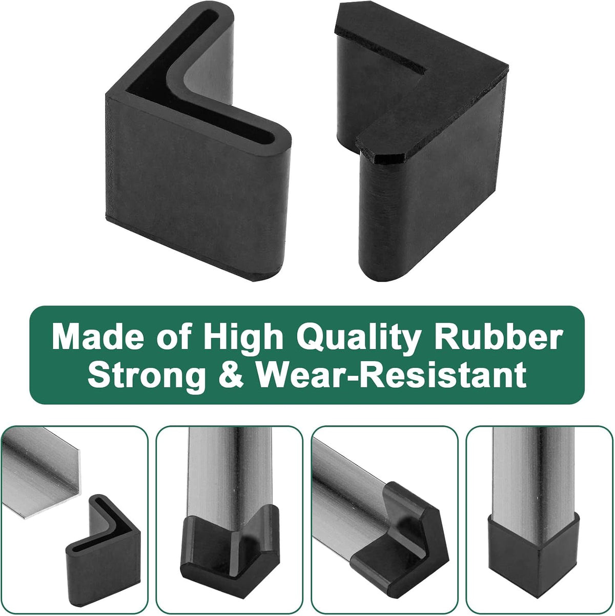 Bivethoi Rubber Caps Angle Iron End Caps, 1 Inch / 25mm, Black