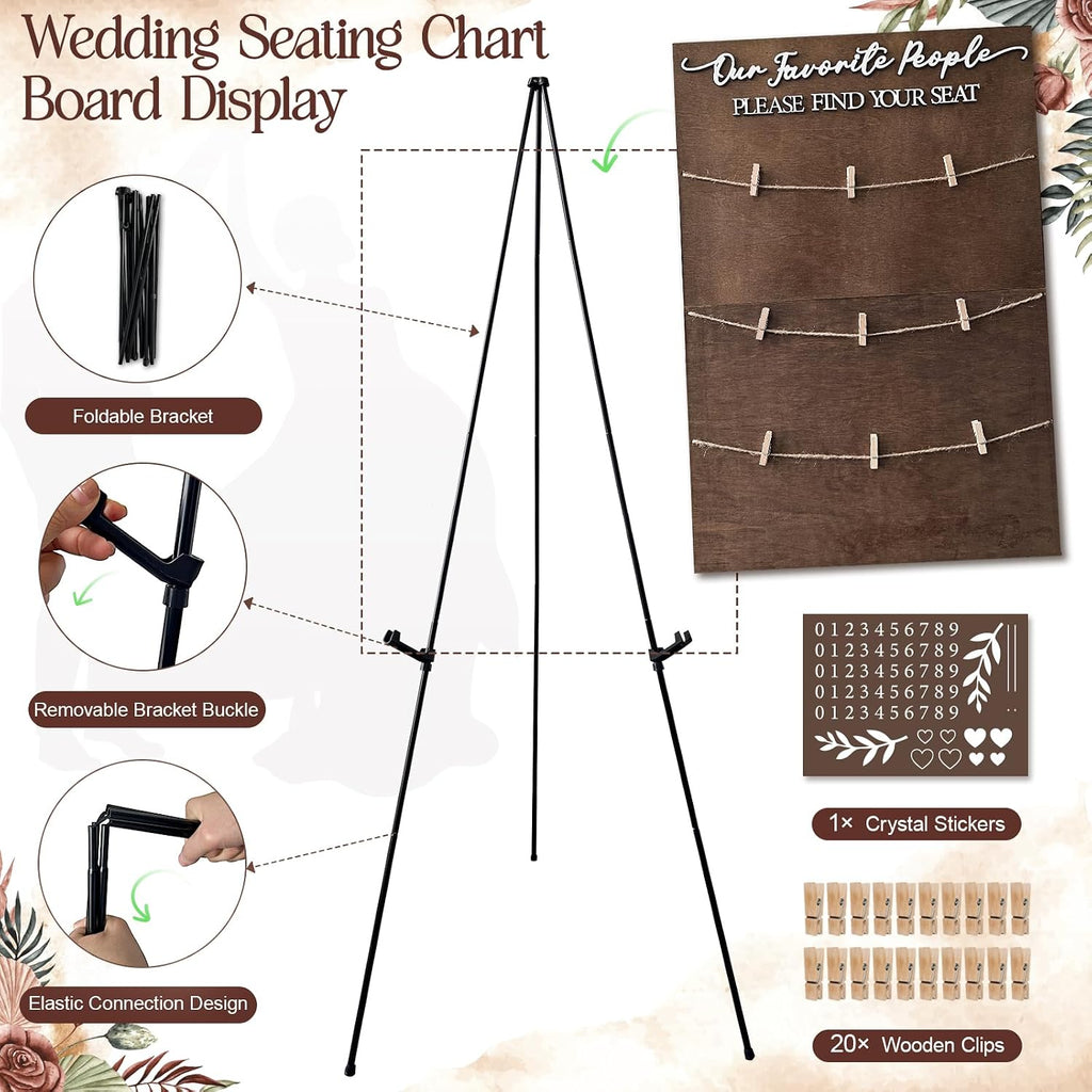 Wooden Seating Chart for Wedding Reception Display 23.6x15.7 Inch