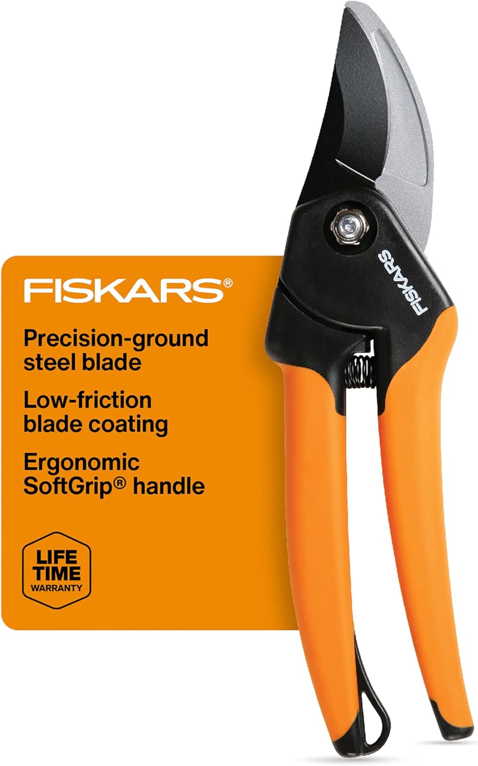 SoftGrip Bypass Pruning Shears, 5/8” Cut Capacity Gardening Scissors for Right and Left-Handed Use, Steel Blade with