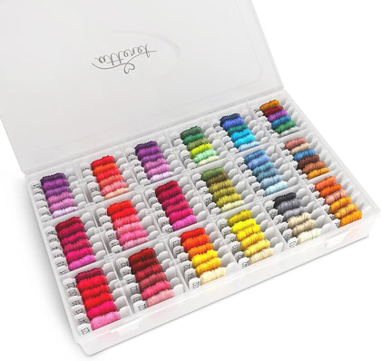 108 Color Embroidery Floss Kit, Cross Stitch Thread Storage Box | 99 cotton and 9 metallic threads, pre-wound on