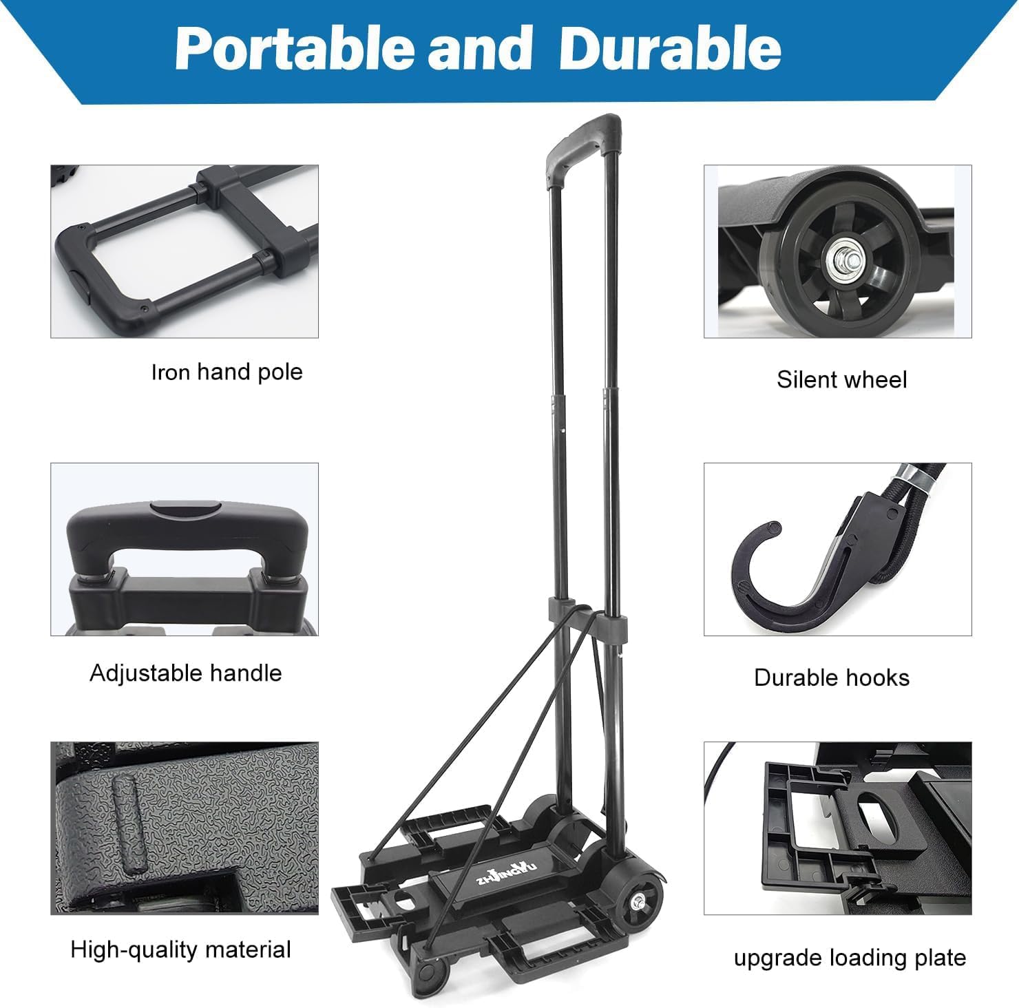 Folding Hand Truck Dolly Cart, Folding Cart Small Dolly with Wheels, | Lightweight Utility Dolly Expandable Baseplate