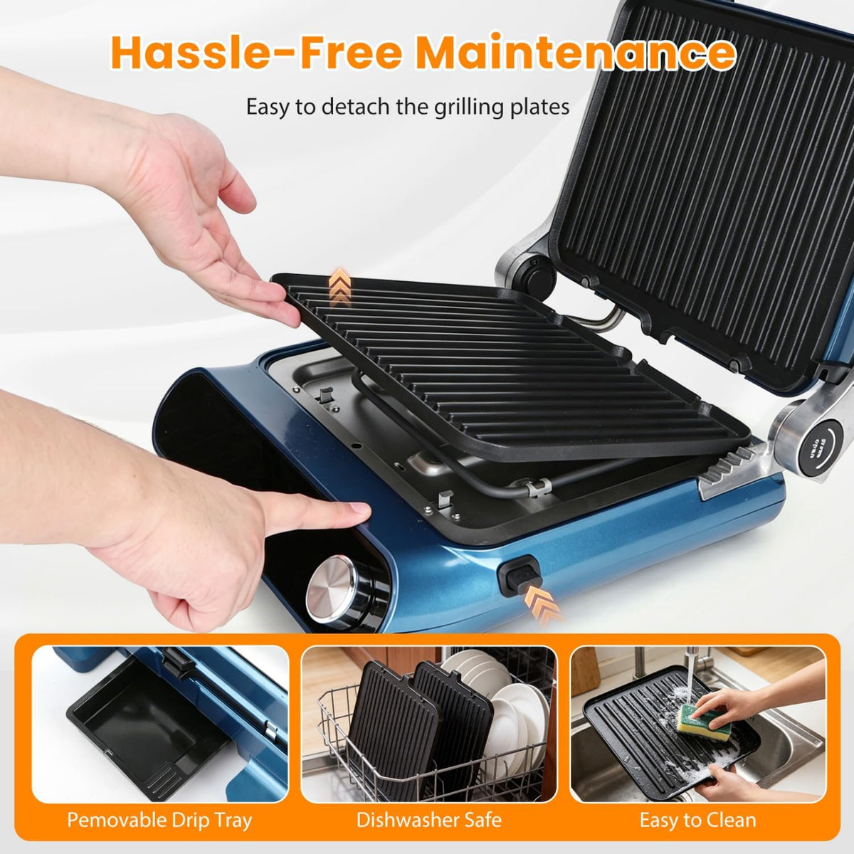 7-in-1 Panini Press Sandwich Maker, Electric Indoor Grill