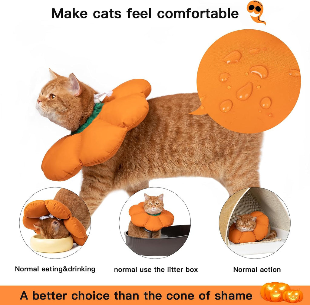 Cat Cone Collar,Cute Waterproof Recovery Collar,Anti-Bite Lick Wound Healing Safety Elizabethan e Collar for