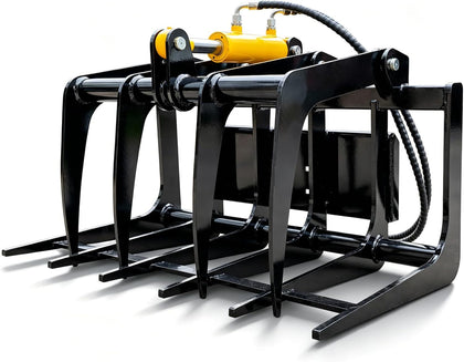 40" Root Grapple Attachments for Mini Skid Steer Loader, 34" Opening Height, Hollowed-out Hydraulic Wood Grapple Rake
