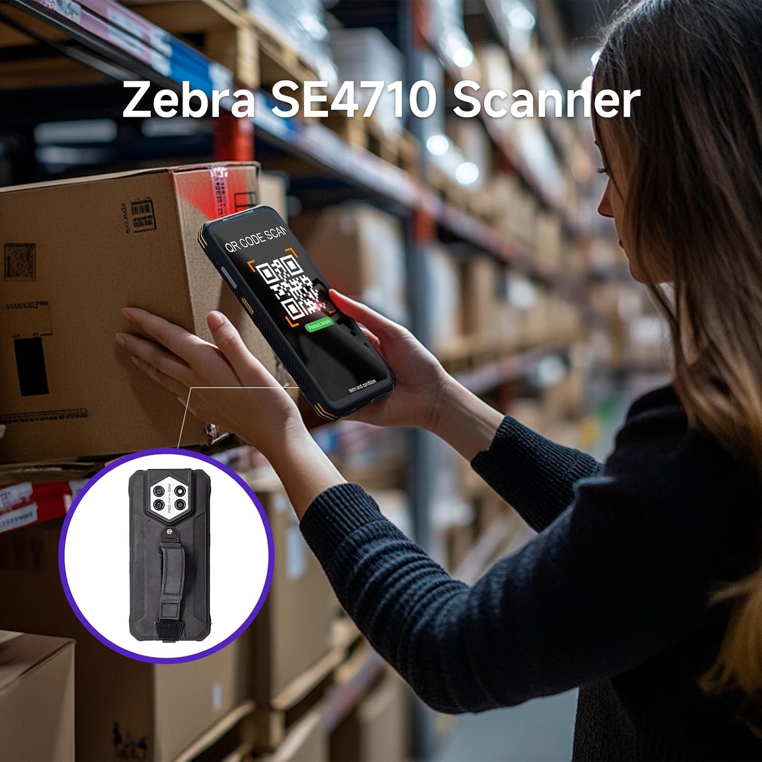Android 14 Barcode Scanner H68T, Handheld PDA w/Zebra SE4710 Scan Engine, 8GB+128GB, IP68 Rugged Data Terminal, 6.56"