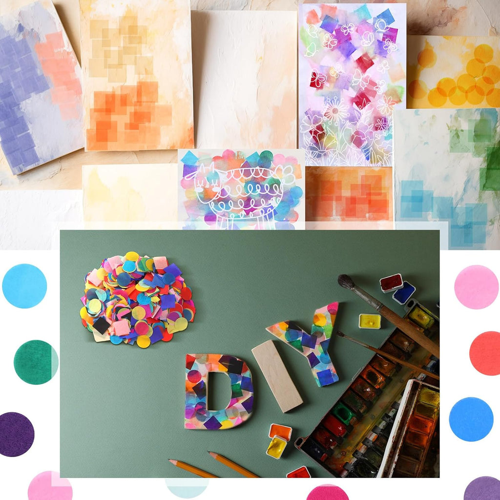 8000 Pcs Bleeding Tissue Paper 1 Inch Squares and Round
