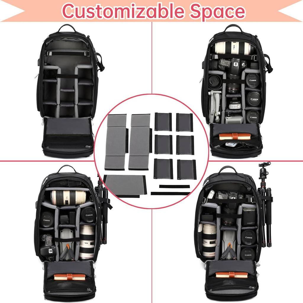 Camera Backpack Large, Waterproof Camera Bag for Mirrorless and DSLR with TSA Lock,Quick Access,17-Inch Laptop