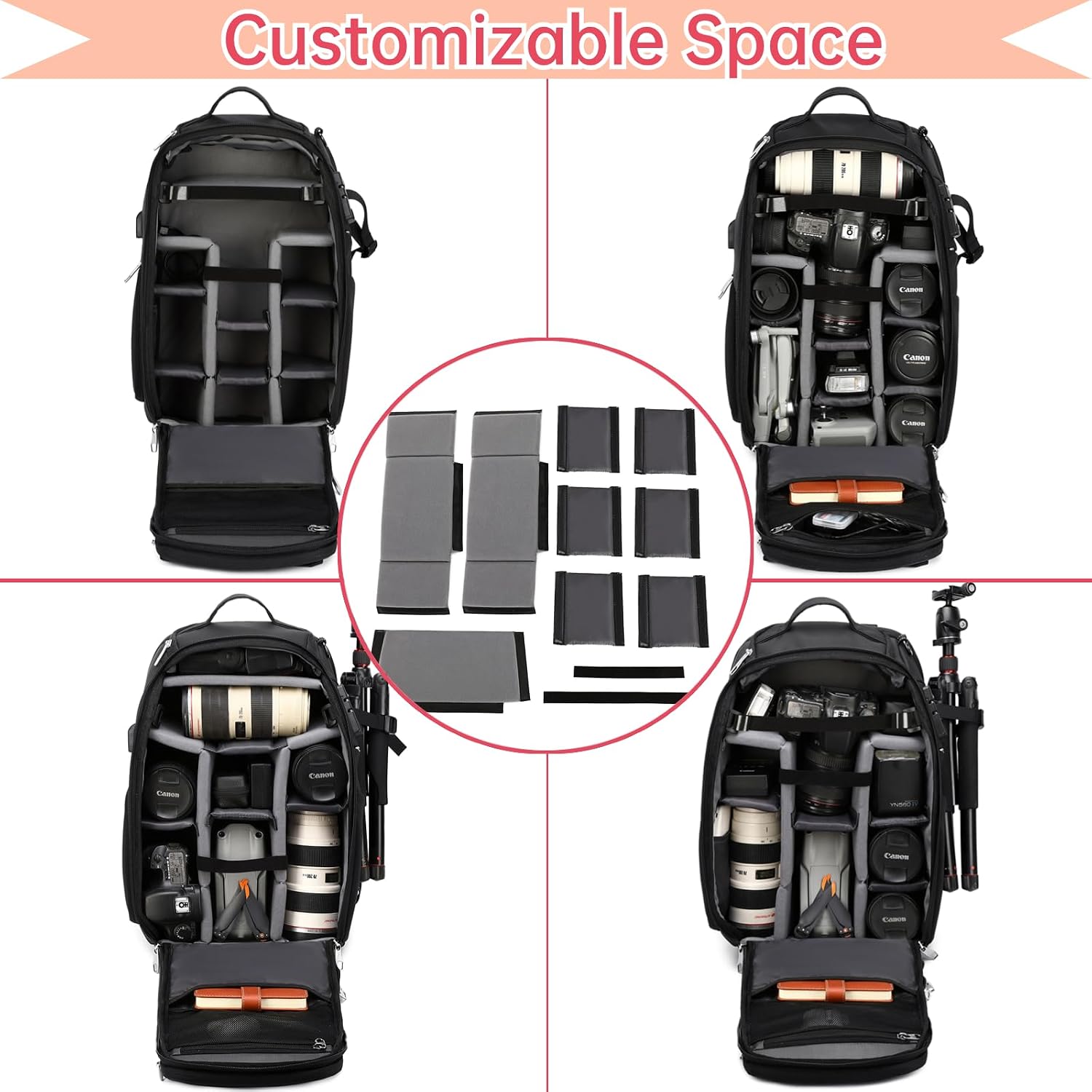 Camera Backpack Large, Waterproof Camera Bag for Mirrorless and DSLR with TSA Lock,Quick Access,17-Inch Laptop