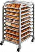 10-Tier Sheet Pan Rack with Wheels for Home Bakery Rolling Cart Fits 1/2 & 1/4 Sheet Pans, Commercial Grade Bread