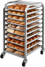 10-Tier Sheet Pan Rack with Wheels for Home Bakery Rolling Cart Fits 1/2 & 1/4 Sheet Pans, Commercial Grade Bread