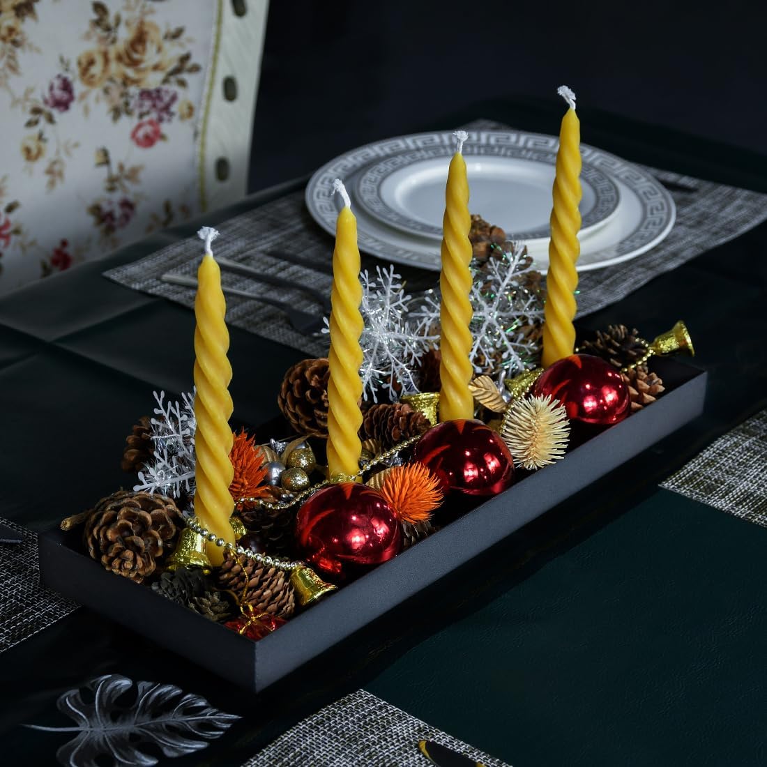 Matte Black Iron Advent Candle Holder, 4 Candlestick Seats