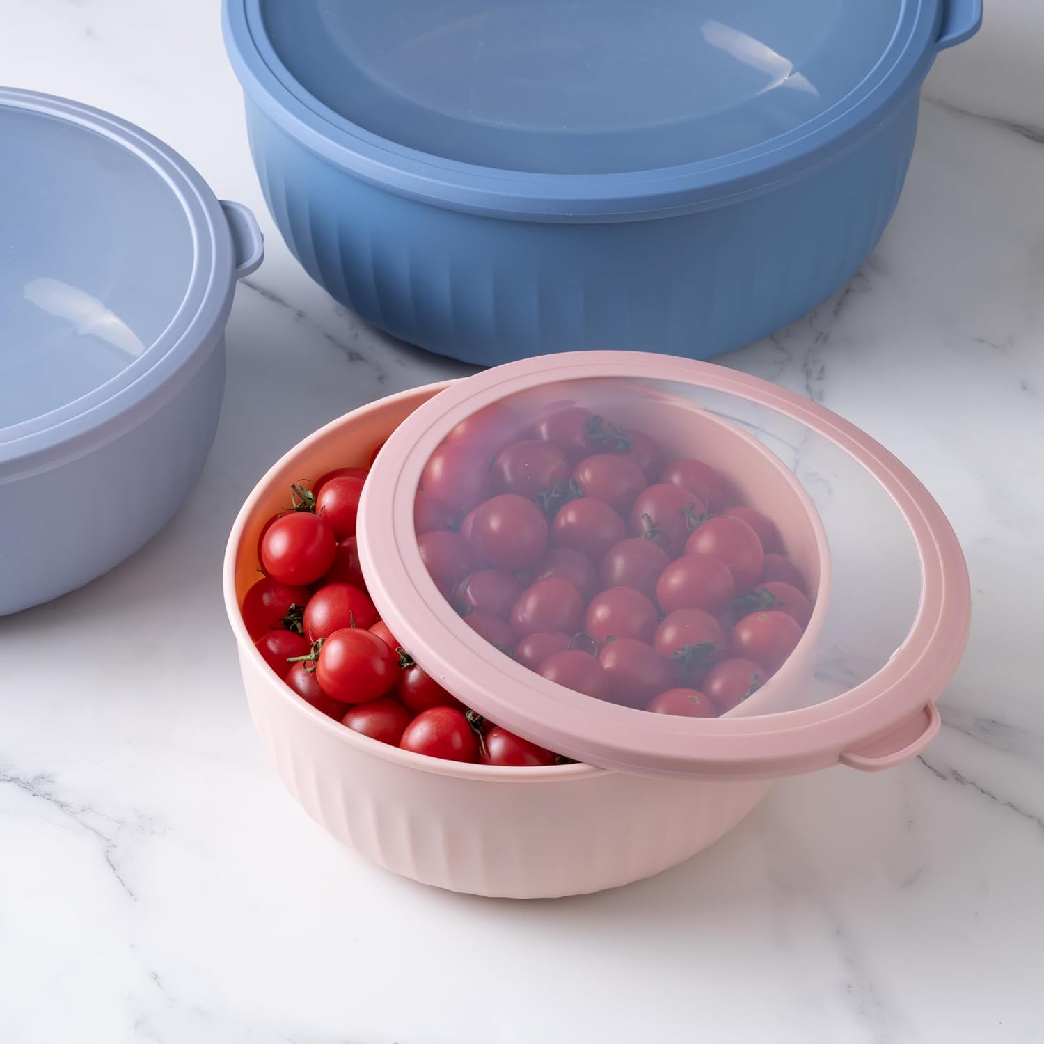 Prep Bowls with Lids- Wide and Deep Nesting Plastic Small Mixing Bowl Set with Lids, 12 Piece Set - Wide Bowls