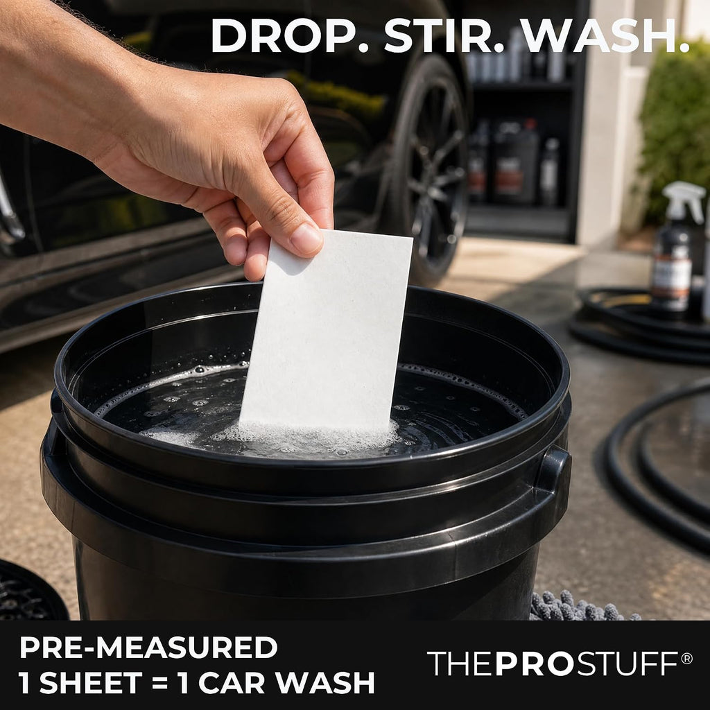 Car Wash Soap Sheets - pH Neutral Foaming Car Soap for Foam Cannon, Pressure Washer & Bucket | Plastic-Free