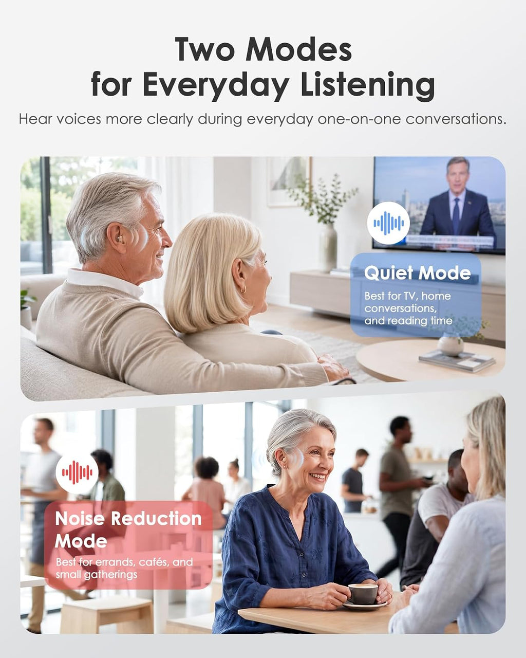 Hearing Aids for Seniors with Noise Reduction, Rechargeable In-Ear