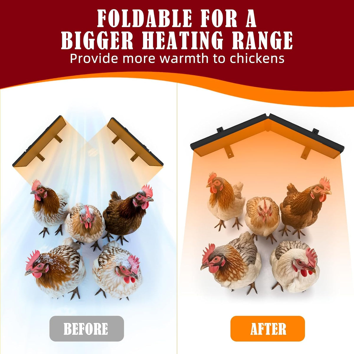Chicken Coop Heater for Winter with Remote APP Control, 30''x12'' Large Foldable Chicken Heaters Warmer Inside Coop