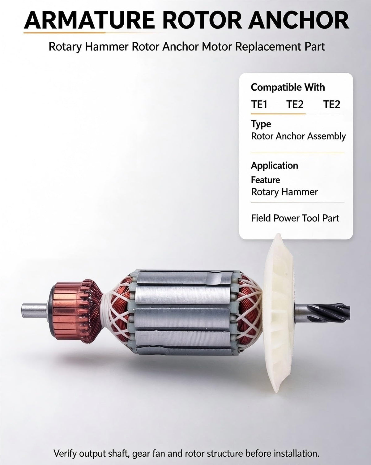 Armature Rotor Anchor Motor Compatible With Hilti TE1 TE2
