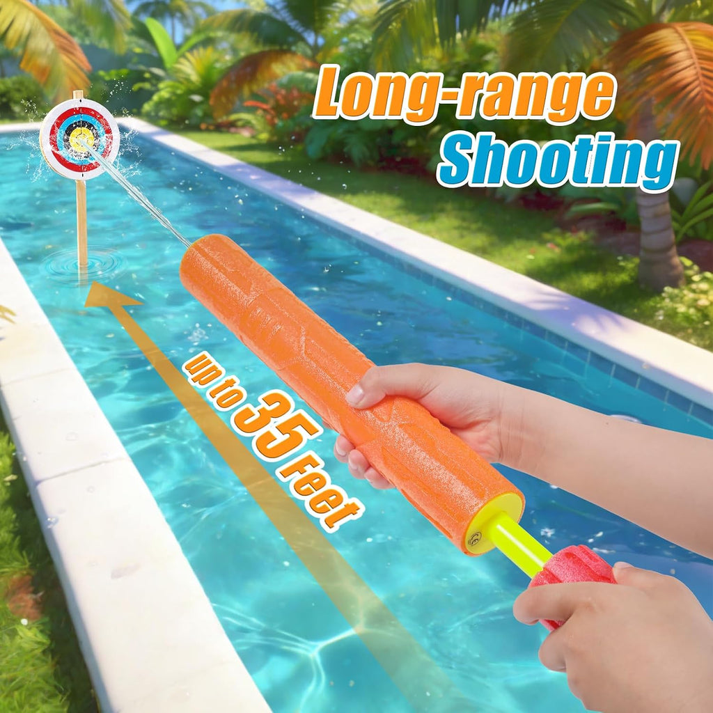 Water Blasters, 6 Pack Foam Water Guns for Kids Adults, Pool Toys Water Squirter Comfortable Handle