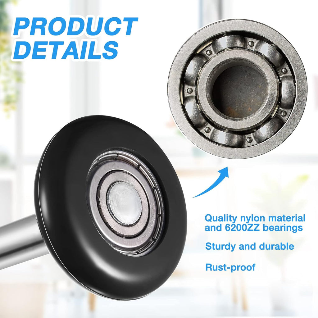 24 Pack Nylon Garage Door Roller 2 Inch Quiet Garage Rollers Bulk 6200z Bearing Replacement Roller 4.7 Inch Stem for