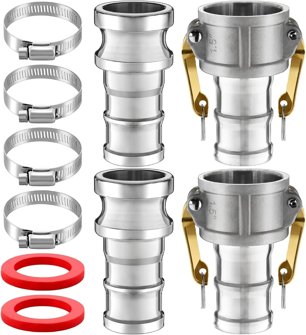 2 Set 1.5 Inch Camlock Fittings Type C&E