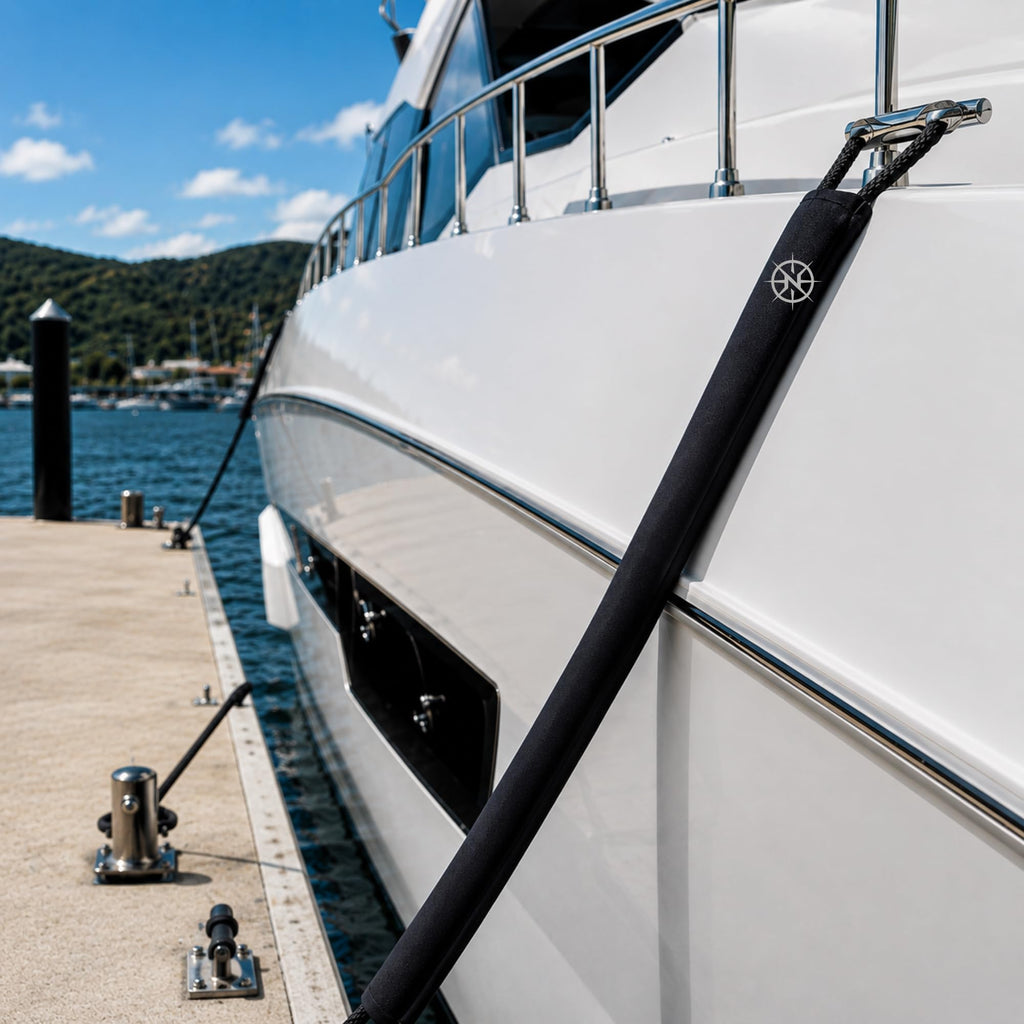 Non-Slip Dock Line Chafe Guards, 24" 4-Pack, Black