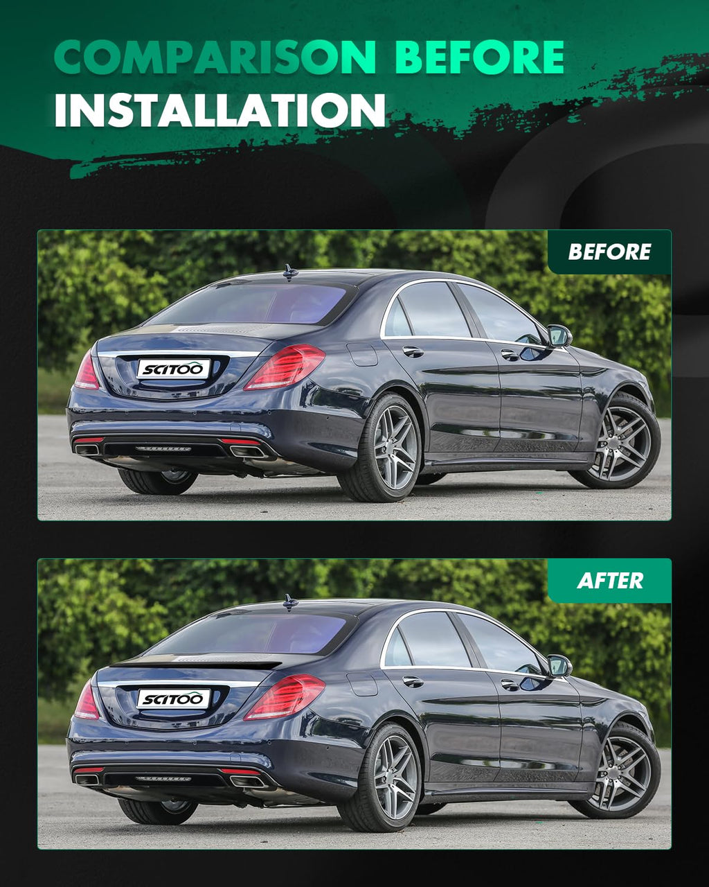 Black ABS Rear Trunk Spoiler Wing 52.95 Inch*3.23 Inch