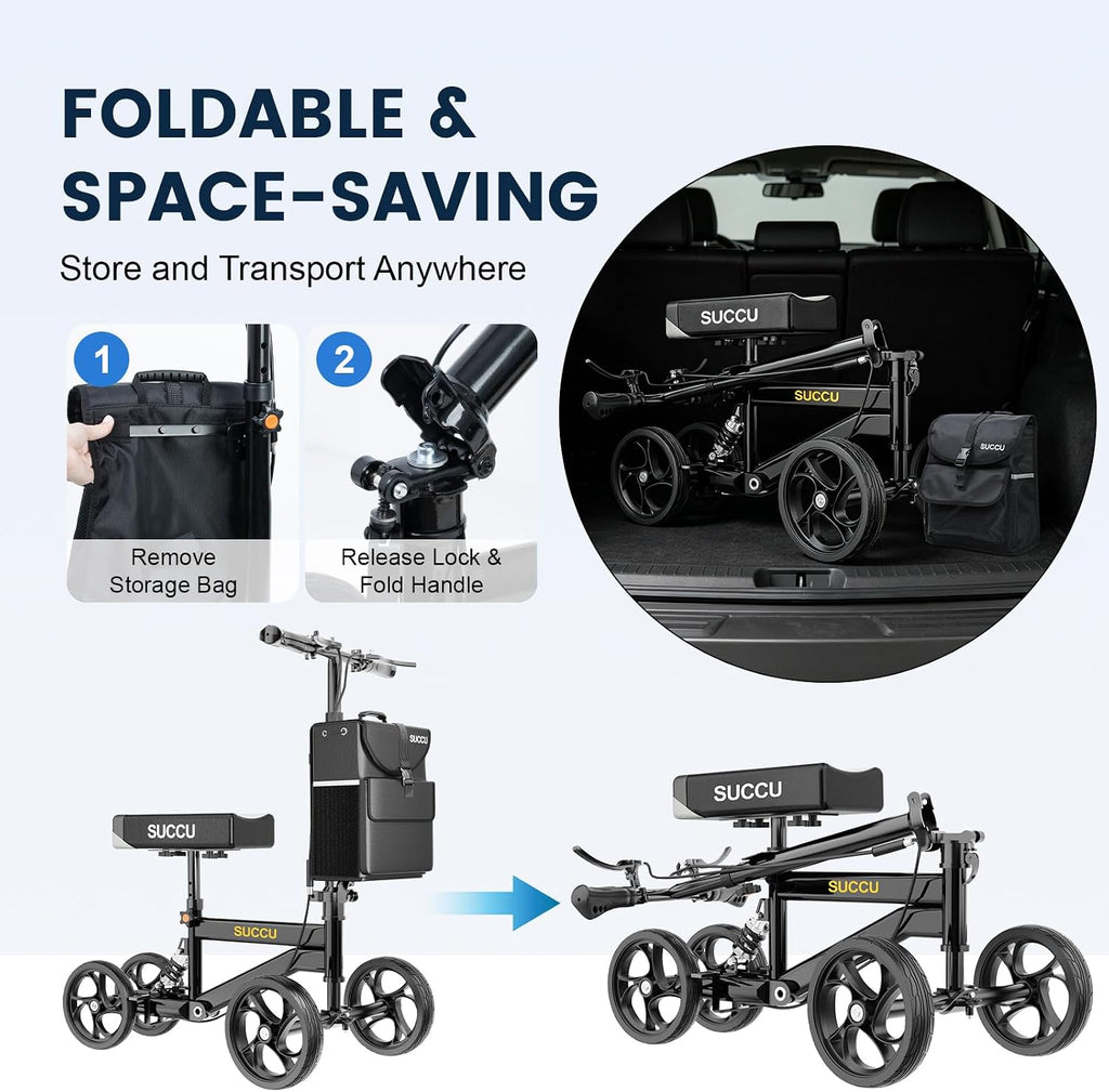 Knee Scooter for Adults for Foot Injuries, Foldable Adjustable Height