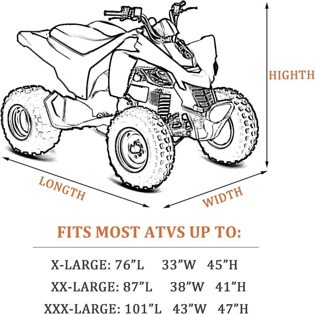 ATV Cover Waterproof Quad Bike Cover, 4 Wheeler Cover XL 76in | all weather outdoor storage protection, heavy duty