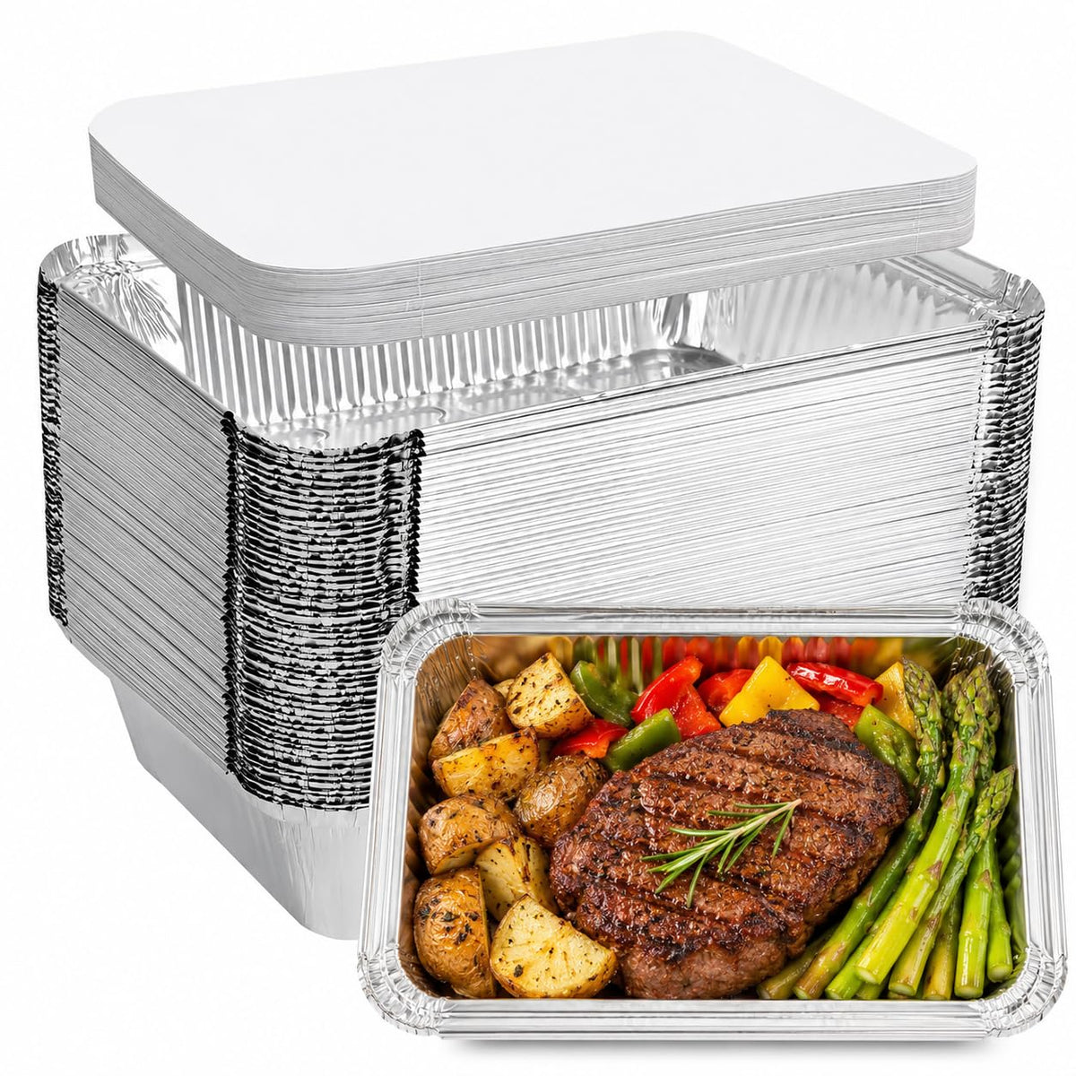 Aluminum Foil Pans with Lids 20 Pack, Disposable Food Containers