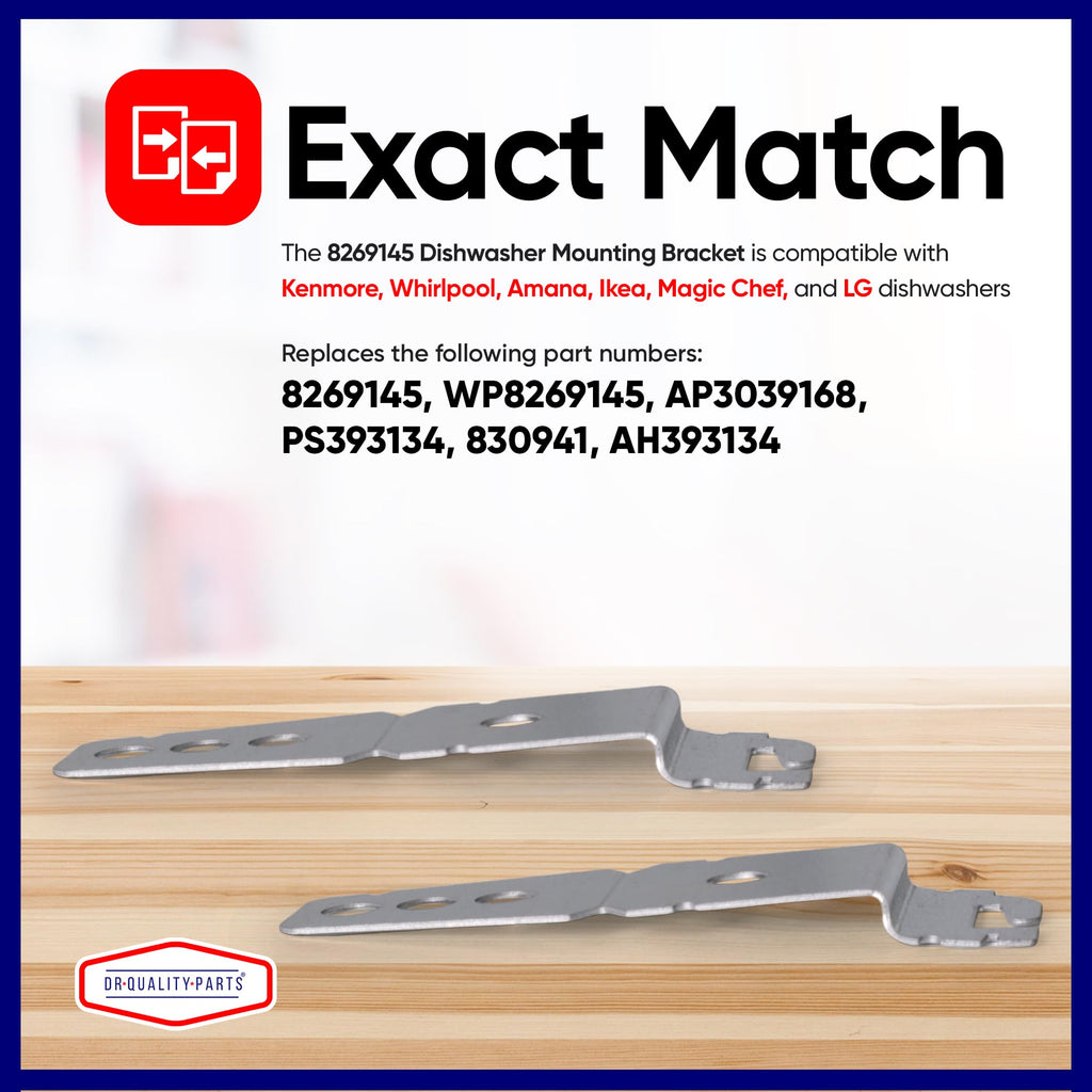 Dr Quality Parts 2 Pack Undercounter Dishwasher Bracket Upper Mounting