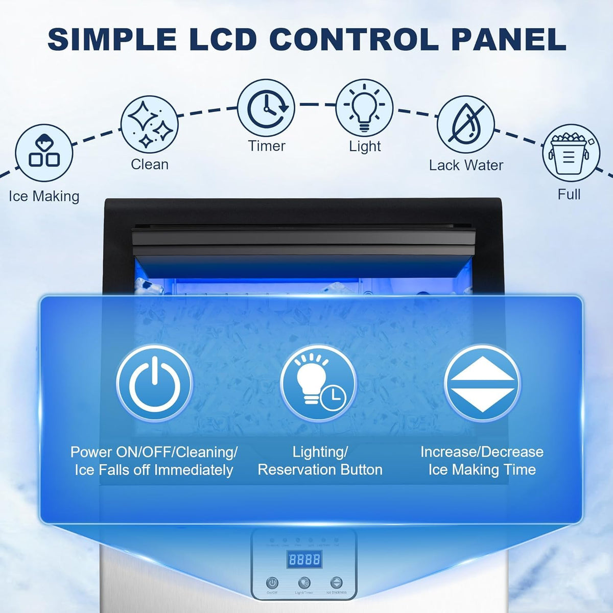 90LBS/24H Commercial Ice Maker Machine Under Counter/Freestanding