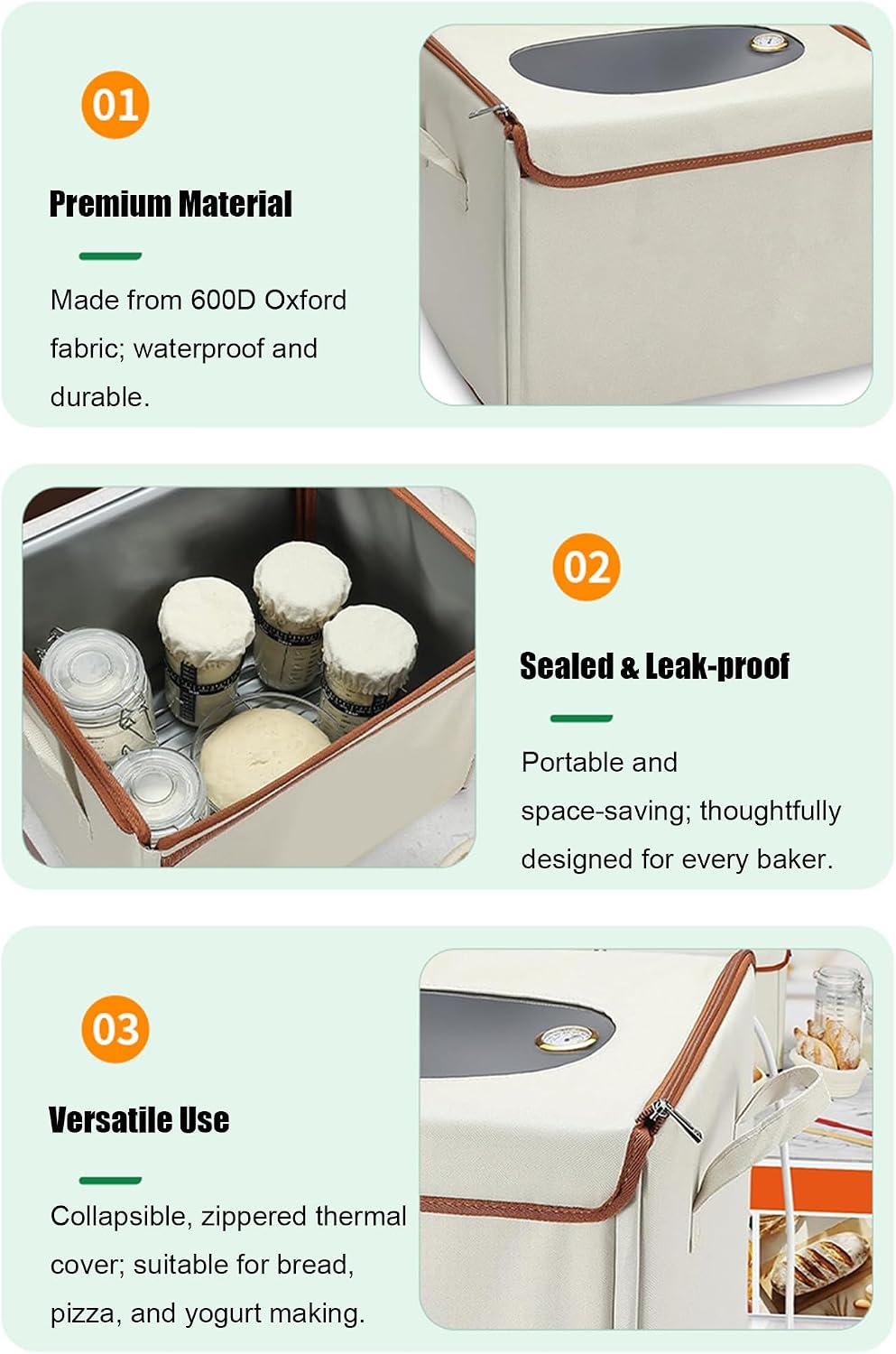 Collapsible Bread Proofing Box with Thermometer, Foldable Dough Proofer