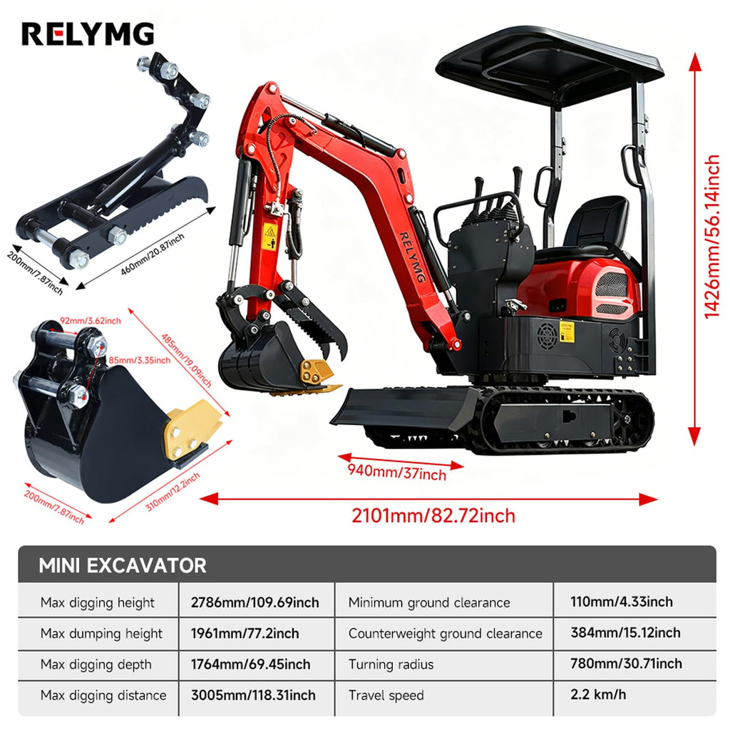 Mini Excavator,1.2 Ton Mini Digger,13.5HP B&S Gasoline Engine,EPA Certified,Compact Rubber Tracked Excavator