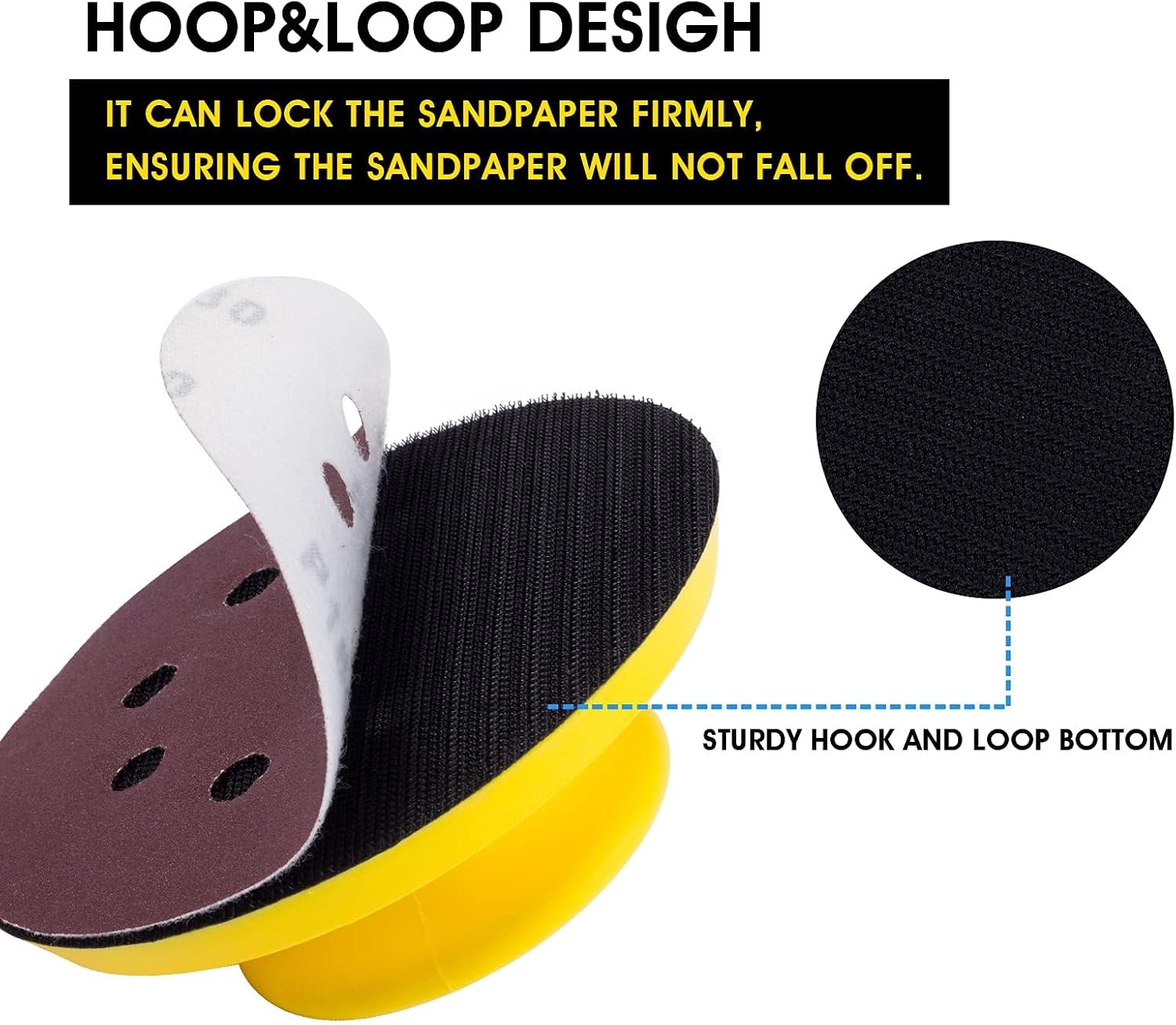 Sanding Blocks 5 Inch Hook and Loop Sanding Block 2 PCS Round and Mouse Hand Sanding Block for Wood Furniture