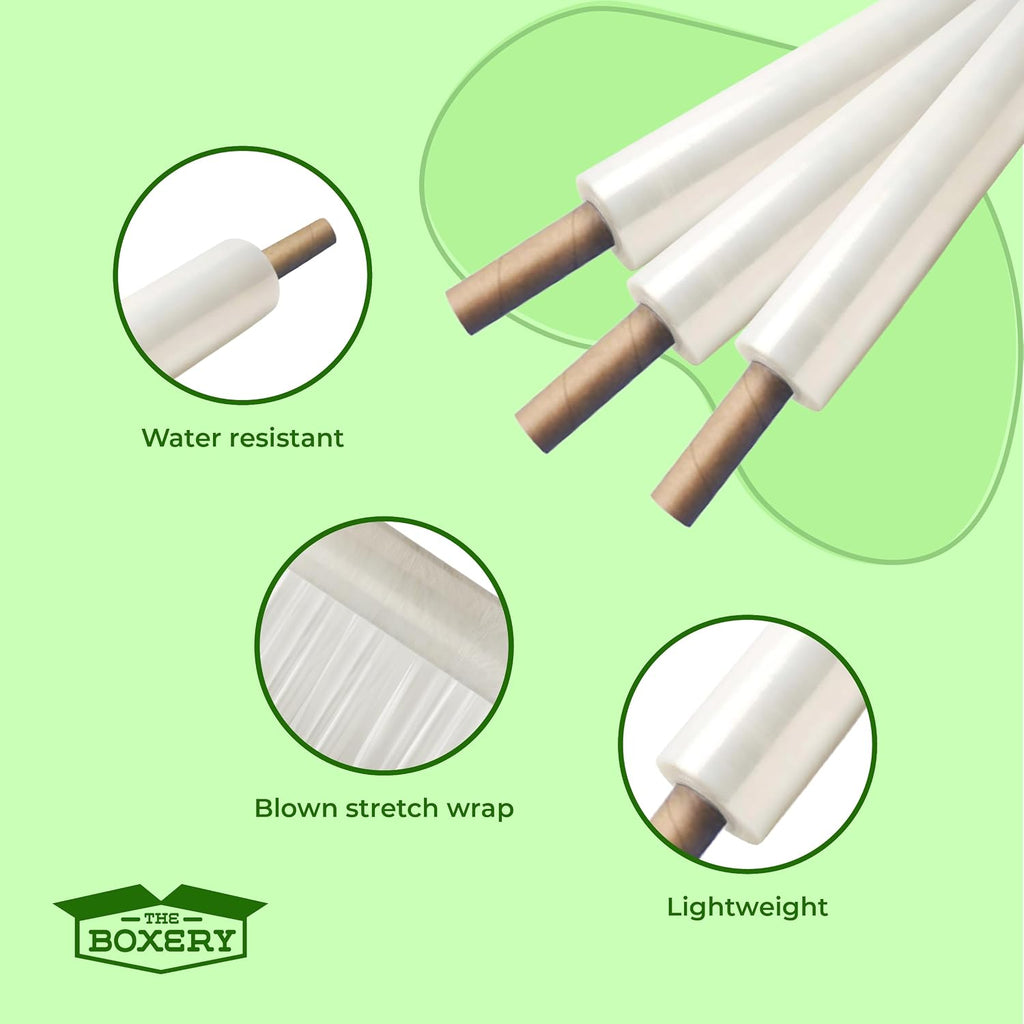 20" x 1000' -4 Rolls (4000ft Total) Cast Stretch Wrap with Handles – 80 Gauge Clear Film – Extended Core Hand Wrap