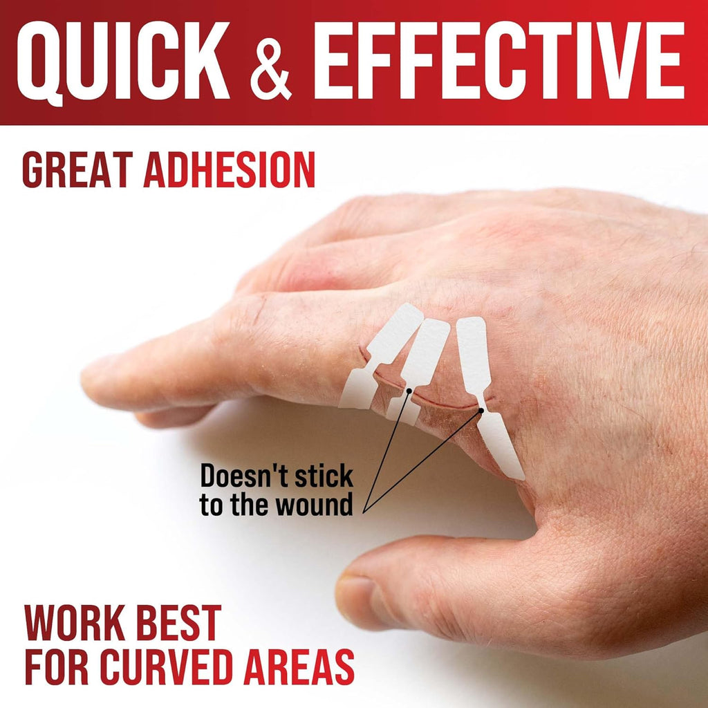 Emergency Wound Closure Strips - 24pk - 3 Types Easy to Use Butterfly Bandages - Stitchless & Painless Laceration