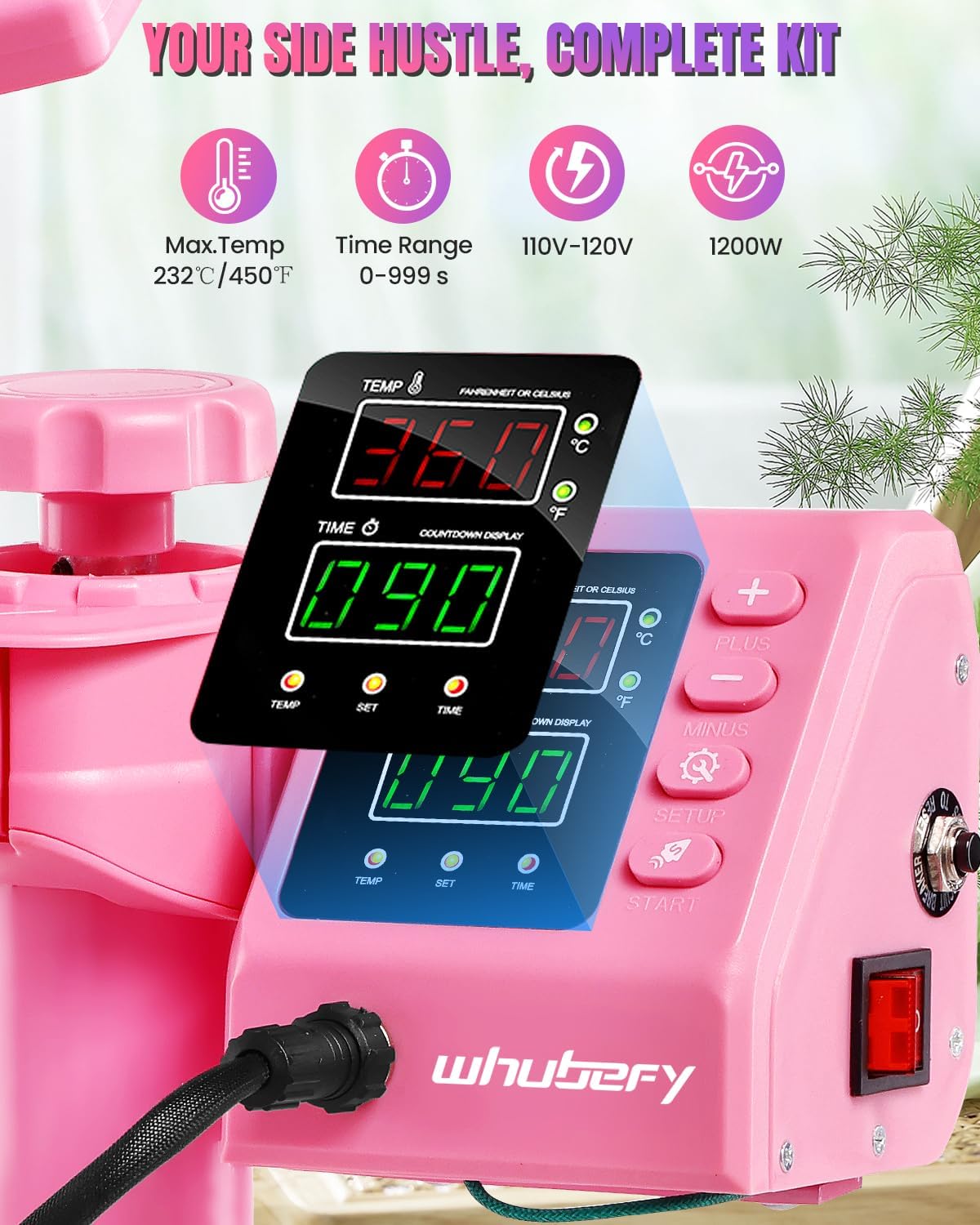 15x15 Slide-Out Heat Press 8-in-1 Combo w/ 30oz Tumbler, Hat, Plate Presses | Dual-Tube Fast Heating & 4-Zone PID