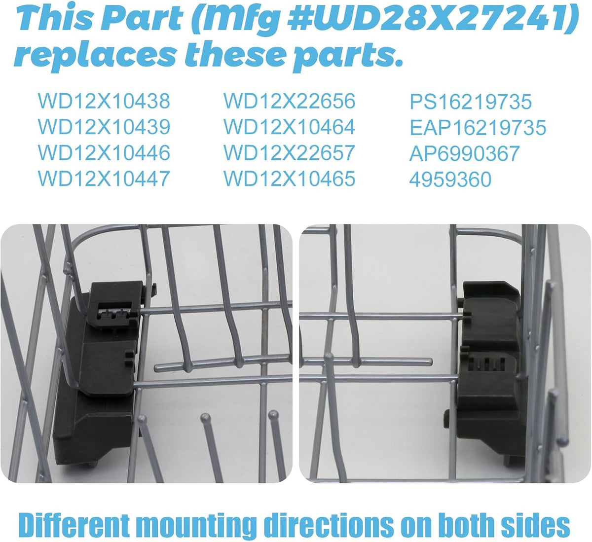4 Pack WD28X27241 AP6990367B Dishwasher Rack Carrier And Roller Kit Compatible with GE Haier Dishwasher replaces WD12X10439, WD12X10446, WD12X10447, WD12X22657, WD12X22656